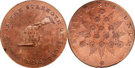 Undated (ca. 1793-1795) Kentucky Token. W-8810. Rarity-2. Copper. LANCASTER Edge. MS-65 RD (PCGS).
184.0 grains. A gorgeous, fully red Gem with brigh...