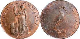 1794 Talbot, Allum & Lee Cent / Promissory Halfpenny Mule. Fuld Mule-2, W-8670. Rarity-4. Copper. LIVERPOOL Edge. MS-64 RB (PCGS).
156.1 grains. A lo...