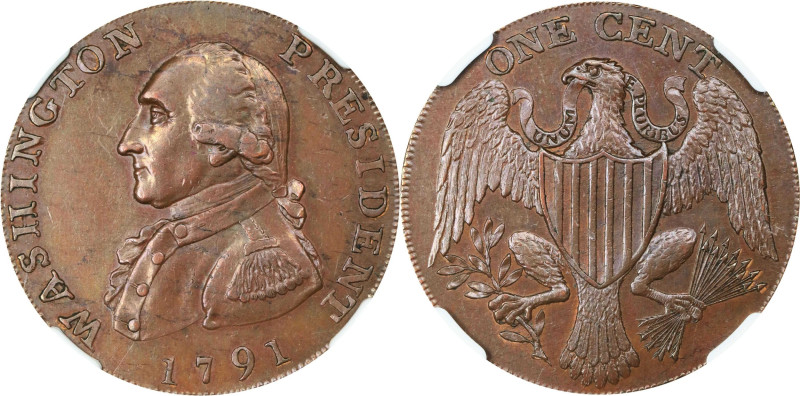 1791 Washington Large Eagle Cent. Musante GW-15, Baker-15, W-10610. Lettered Edg...