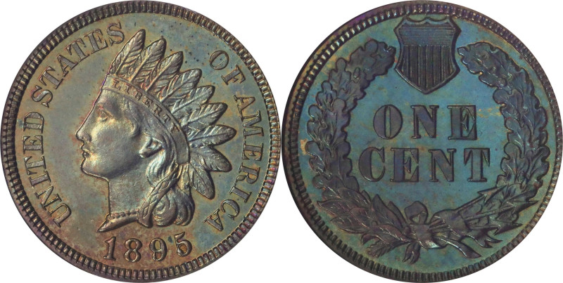 1895 Indian Cent. Proof-66 BN (NGC). CMQ.
A generally copper-rose specimen with...