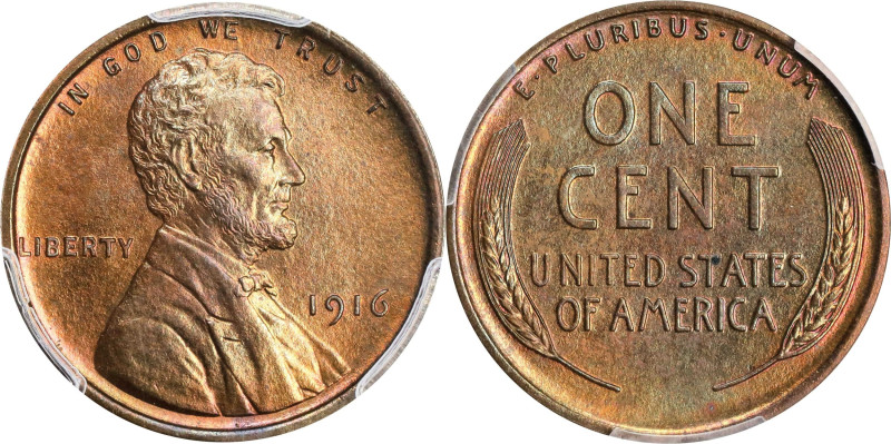 1916 Lincoln Cent. Proof-66 RB (PCGS).
A lovely Gem with abundant mint red colo...