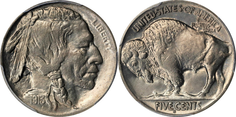 1913-S Buffalo Nickel. Type II. MS-65+ (PCGS). CAC.
Satiny and untoned, this si...