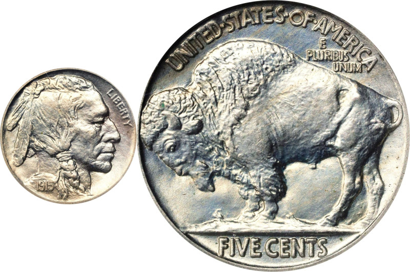 1915 Buffalo Nickel. Proof-66 (NGC).
Strong eye appeal on this flashy and premi...