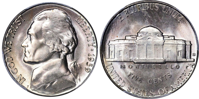 1939-S Jefferson Nickel. Reverse of 1940. MS-66+ FS (PCGS).
This is an enchanti...