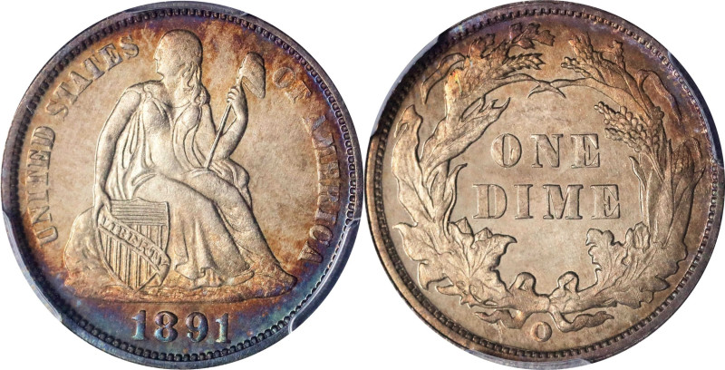 1891-O Liberty Seated Dime. Fortin-Unlisted. MS-66 (PCGS). CAC.
This is the fin...