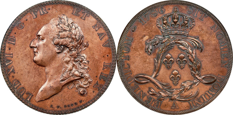 FRANCE. Kingdom. Copper Écu de Calonne Essai (Pattern), 1786-A. Paris Mint. Loui...