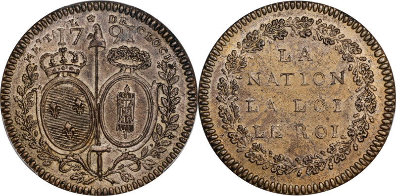 FRANCE. Constitution. Bell Metal Medallic Trial, 1791. Lyon Mint. PCGS SPECIMEN-...