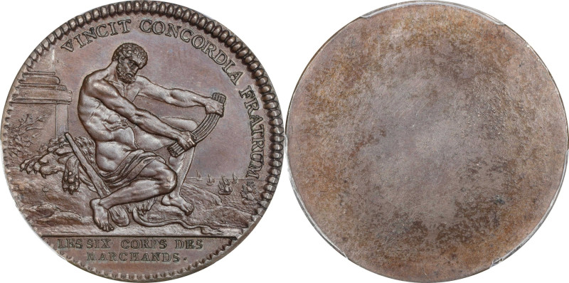 FRANCE. Constitution. Uniface Copper Obverse Trial for 2 Sols Token, ND (1793). ...