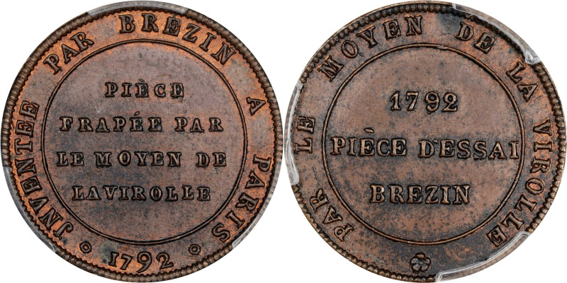 FRANCE. National Convention. Bronze 1/2 Sol Module Essai (Pattern), 1792. Paris ...