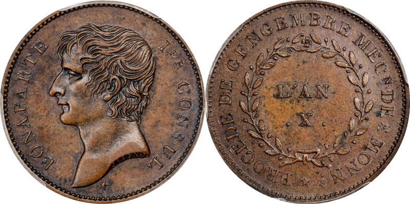 FRANCE. Consulate. Copper 2 Francs Module Essai (Pattern), Year X (1801/2). Pari...