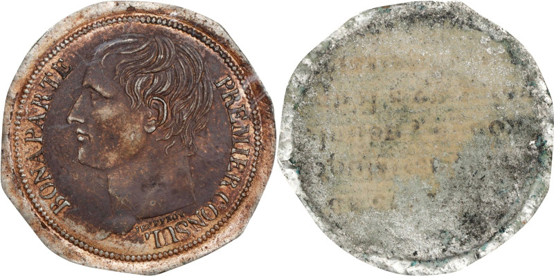 FRANCE. Consulate. Tin Obverse Cliché or Trial for 40 Francs, ND (1803/4). Paris...