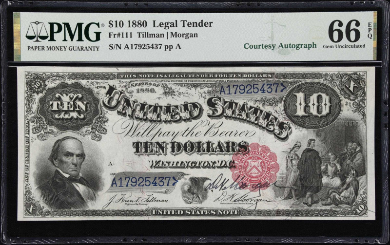 Fr. 111. 1880 $10 Legal Tender Note. PMG Gem Uncirculated 66 EPQ. Daniel N. Morg...