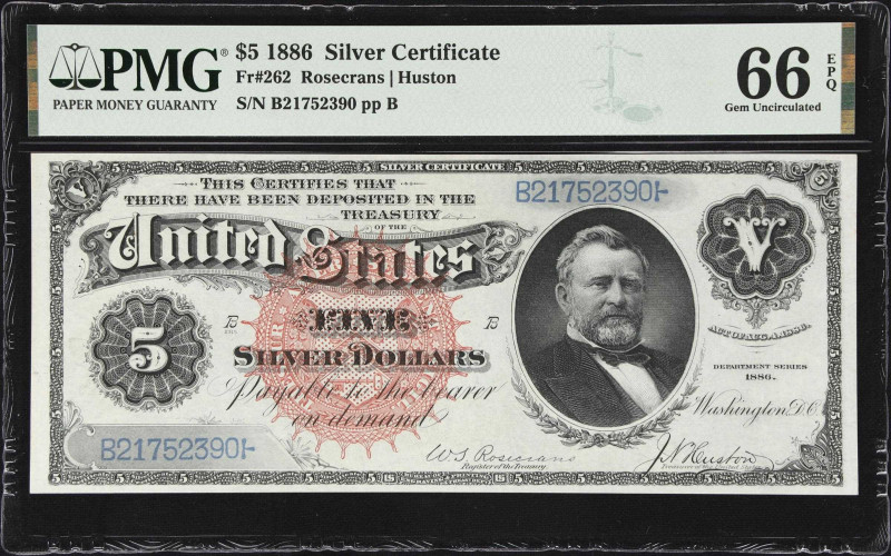 Gem Uncirculated Fr. 262 Rosecrans - Huston $5 Silver Certificate 
Fr. 262. 188...