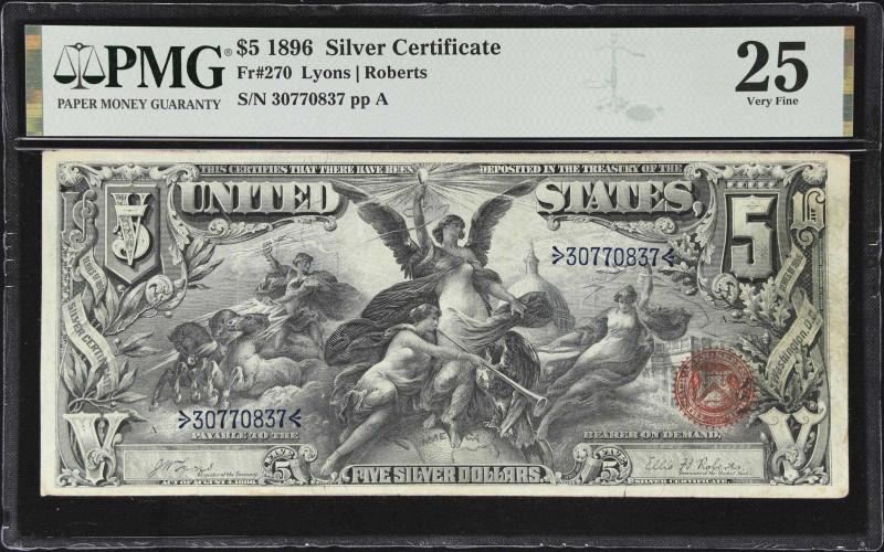 Fr. 270. 1896 $5 Silver Certificate. PMG Very Fine 25.
If one were to ask an as...