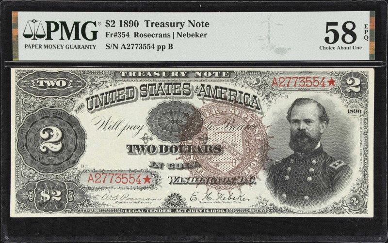 Exceedingly Rare Fr. 354 1890 $2 Treasury Note 
Fr. 354. 1890 $2 Treasury Note....