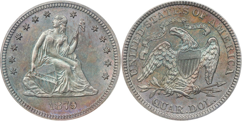 1879 Liberty Seated Quarter. Proof-65 (ANACS). OH.
Deeply and richly toned in c...