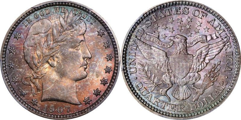 1907-O Barber Quarter. MS-67 (PCGS). CAC.
This is one of the most technically s...