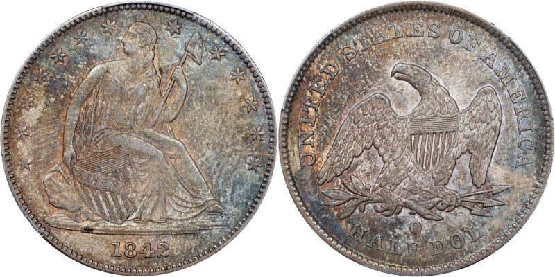 1842-O Liberty Seated Half Dollar. WB-2. Rarity-5. Small Date, Small Letters (a....