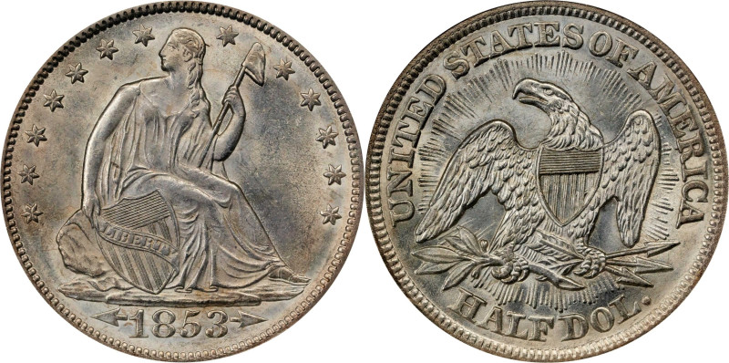 1853 Liberty Seated Half Dollar. Arrows and Rays. WB-101. MS-64 (NGC).
Lustrous...