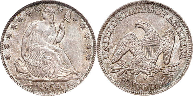 1854-O Liberty Seated Half Dollar. Arrows. WB-1. Rarity-2. MS-65 (PCGS). CAC.
A...