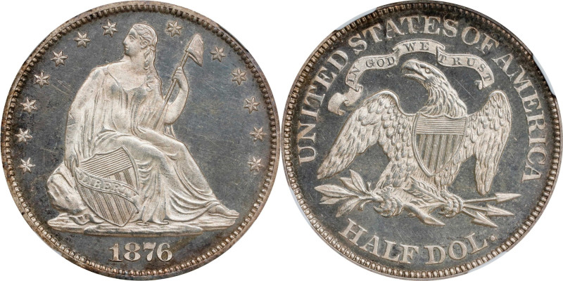 1876 Liberty Seated Half Dollar. Proof-64 Cameo (NGC).
Brilliant and lustrous w...