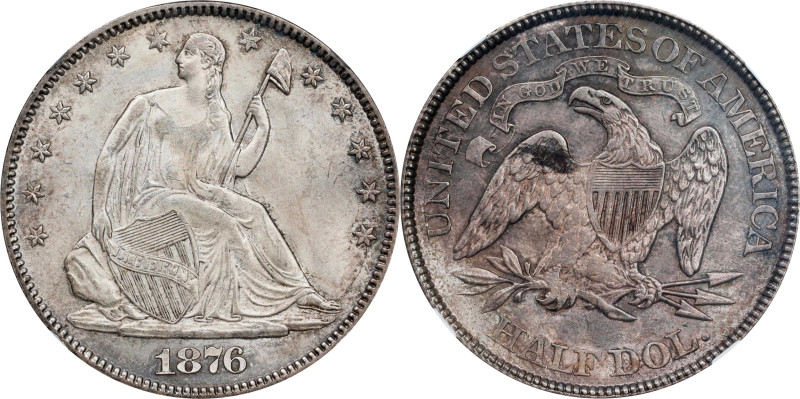 1876 Liberty Seated Half Dollar. WB-101. Type I Reverse. MS-64 (NGC).
Light sil...