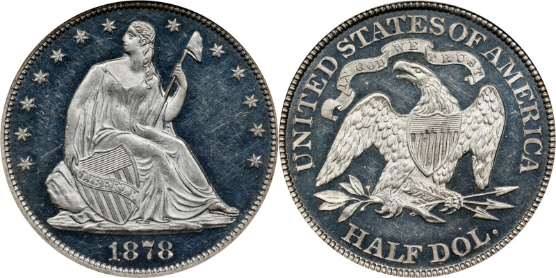 1878 Liberty Seated Half Dollar. Proof-63 Deep Cameo (PCGS).
An attractive Choi...