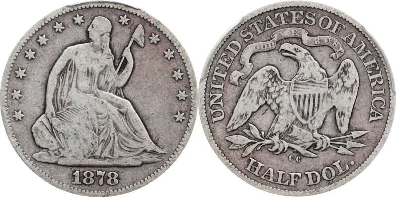 1878-CC Liberty Seated Half Dollar. WB-1, the only known dies. Rarity-4. VG-10 (...