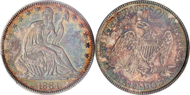 1884 Liberty Seated Half Dollar. Proof-65 (PCGS).
A richly toned Gem, one of on...