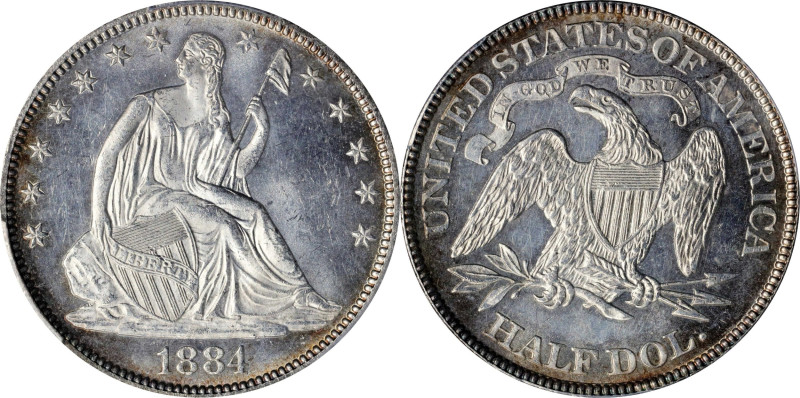 1884 Liberty Seated Half Dollar. WB-102. Repunched Date. MS-64 (PCGS).
From a l...