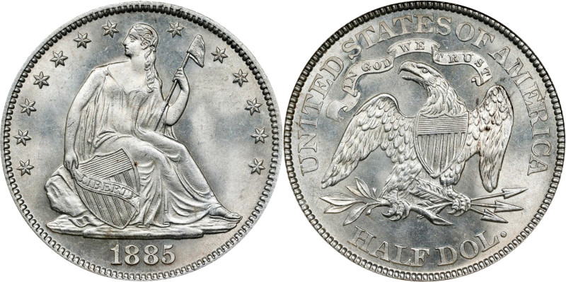 1885 Liberty Seated Half Dollar. WB-101. MS-65 (NGC).
A radiant Gem that exudes...