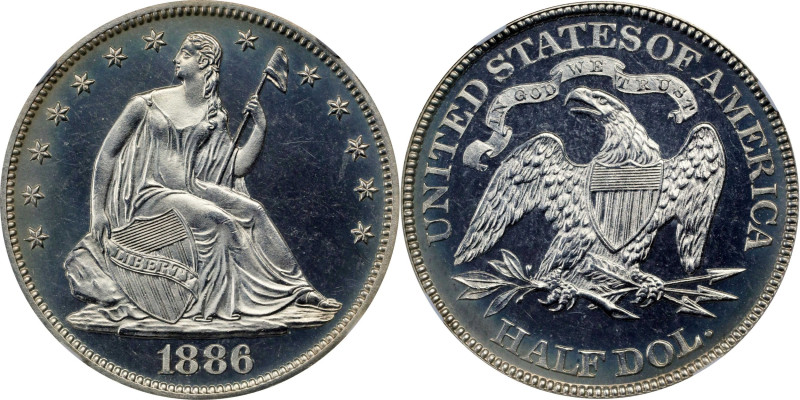 1886 Liberty Seated Half Dollar. Proof-66 Cameo (NGC).
The 1886 has a combined ...