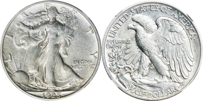 1923-S Walking Liberty Half Dollar. AU-53 (NGC).
A virtually brilliant Choice A...