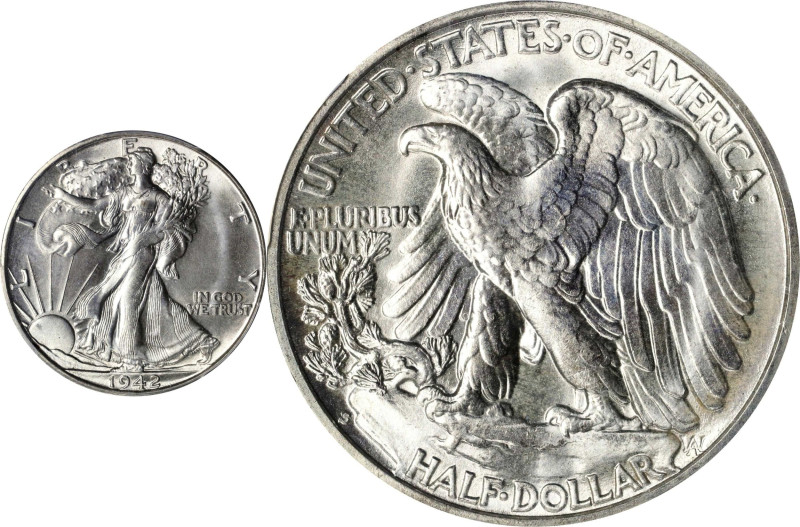 1942-S Walking Liberty Half Dollar. MS-66+ (PCGS). CAC.
Beautiful satin white s...