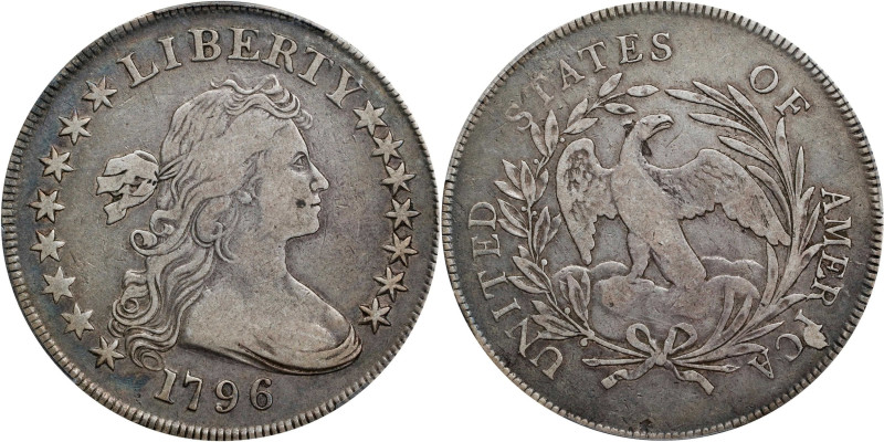 1796 Draped Bust Silver Dollar. BB-65, B-5. Rarity-3-. Large Date, Small Letters...