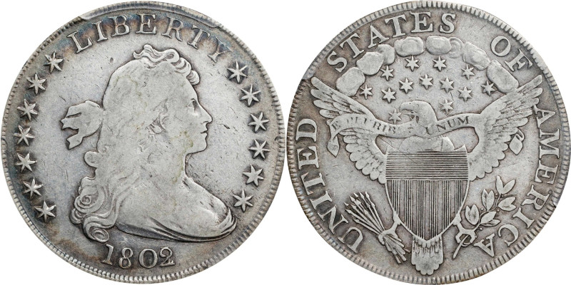 1802/1 Draped Bust Silver Dollar. BB-231, B-1. Rarity-4. Narrow Date. Fine-12 (P...