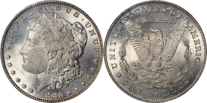 1880-CC Morgan Silver Dollar. VAM-7. Hit List 40. 8/7, Reverse of 1878. MS-65 (P...