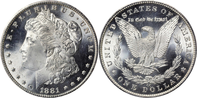 1881-CC Morgan Silver Dollar. MS-67 (PCGS).
A scarce and highly desirable Super...