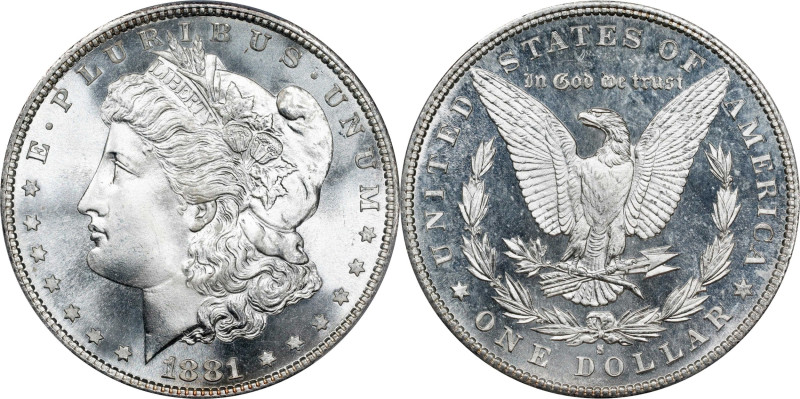 1881-S Morgan Silver Dollar. MS-68 (PCGS). CAC.
A blazing Superb Morgan dollar....