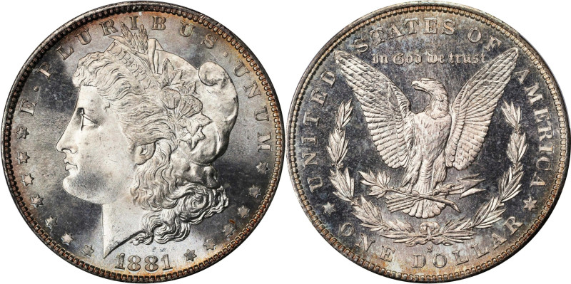 1881-S Morgan Silver Dollar. MS-68 (PCGS).
A choice and select example with an ...