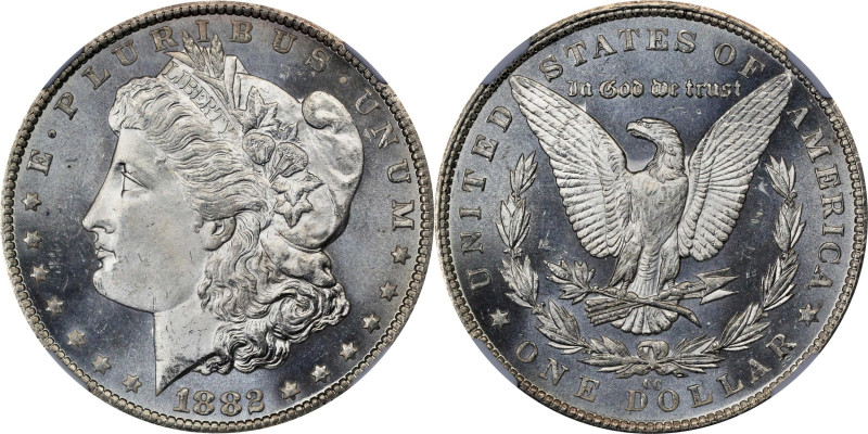 1882-CC Morgan Silver Dollar. MS-67 (NGC).
This fully brilliant Superb Gem reve...