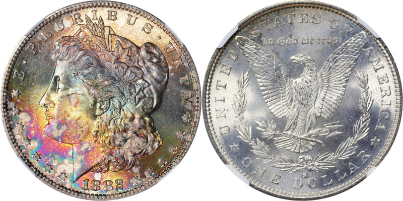 1882-S Morgan Silver Dollar. MS-67+ (NGC). CAC.
This frosty and intensely lustr...