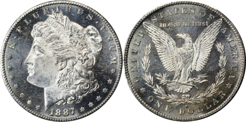 1887-S Morgan Silver Dollar. MS-64+ PL (PCGS).
Virtually of Gem quality, this h...