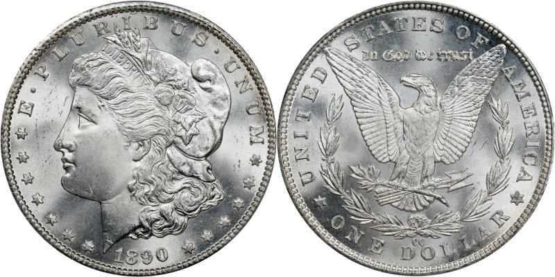 1890-CC Morgan Silver Dollar. MS-65 (PCGS).
Razor sharp striking detail and fro...