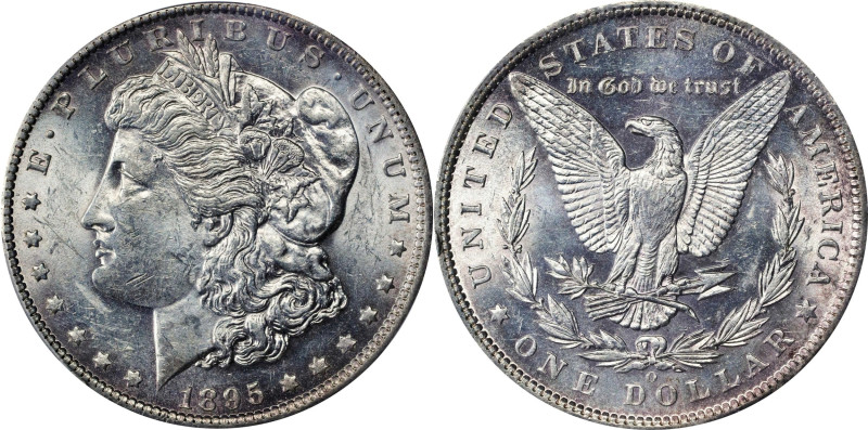 1895-O Morgan Silver Dollar. AU-58 (PCGS).
From a limited mintage of 450,000 pi...