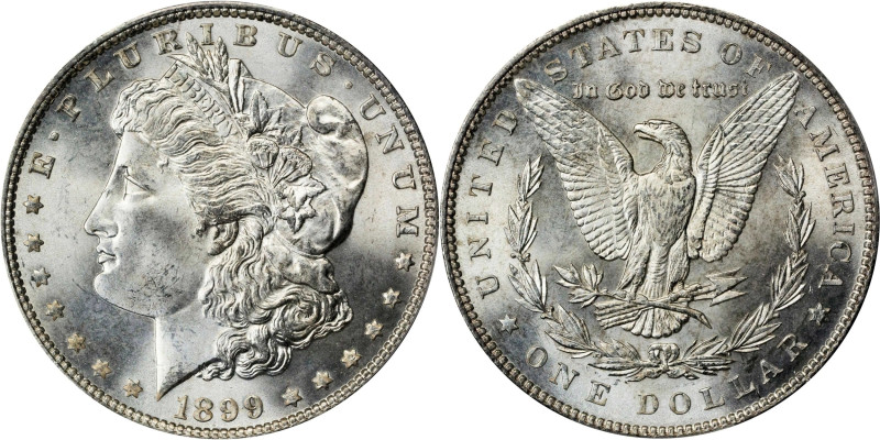 1899 Morgan Silver Dollar. MS-66+ (PCGS). CAC.
Beautiful surfaces are virtually...