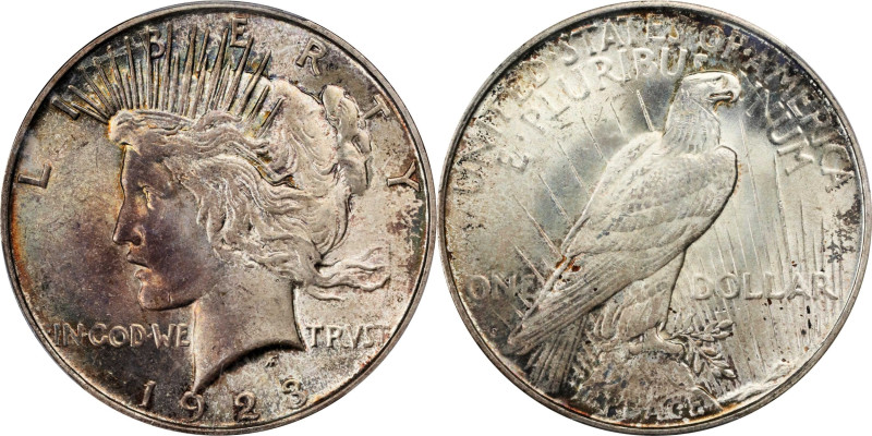 1923-D Peace Silver Dollar. MS-66 (PCGS).
The sharply struck devices of this pr...