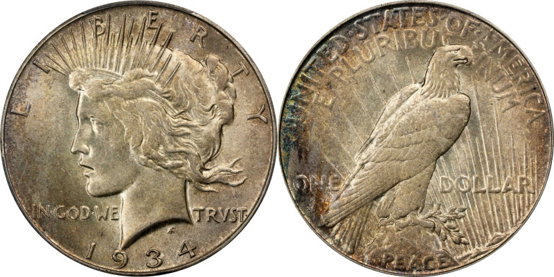 1934-S Peace Silver Dollar. MS-62 (PCGS).
The key date to the Mint State Peace ...