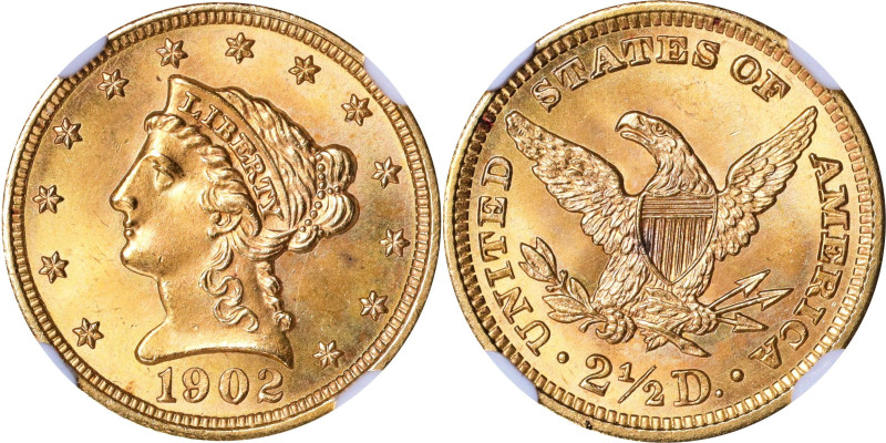 1902 Liberty Head Quarter Eagle. MS-67 (NGC).
Razor sharp devices and satiny or...