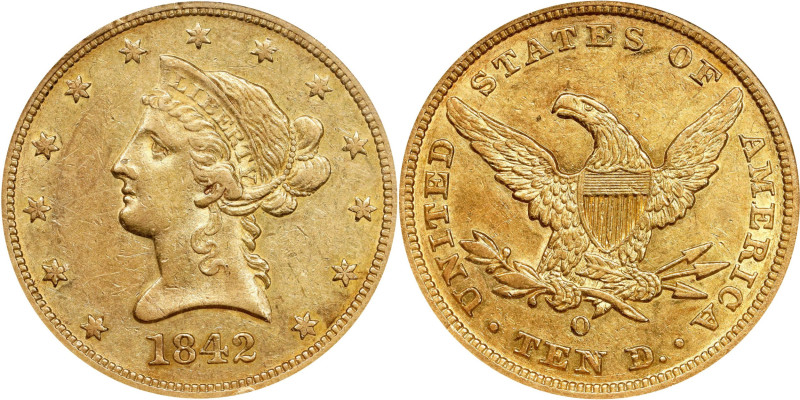 Choice AU 1842-O $10
Conditionally Challenging Issue
1842-O Liberty Head Eagle...